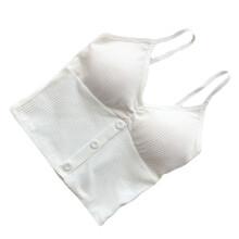 Donne Top in Cotone con Spalline Sottili a Spaghetti, Decolleté a V, Scollo Asciutto sulla Schiena, Primavera/Estate, Bianco