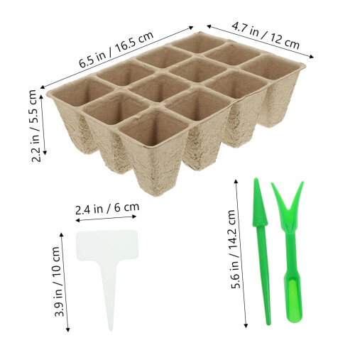 Seed Starter Kit with 12Cell Biodegradable Seedling Pots, Tools and Labels for Home Gardening 1