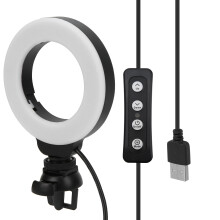 4-Zoll-LED-Dimmbares Ringlicht mit Clip, 4,5 W, Schwarz