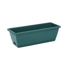 Large Plastic Planter Box with Drainage Tray for Indoor Outdoor Gardening, Dark Green Rectangular Flower Pot