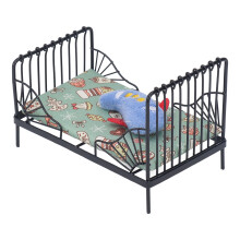 1:12 Mini Children Metal Bed Dollhouse Accessory, Black, 11.5cm