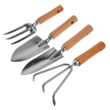 Garden Hand Tools Set with Ergonomic Wooden Handles, Stainless Steel Shovel and Rake for Planting