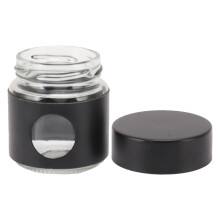 Stainless Steel Glass Coffee Canister 208g Airtight Container 60x58mm Black