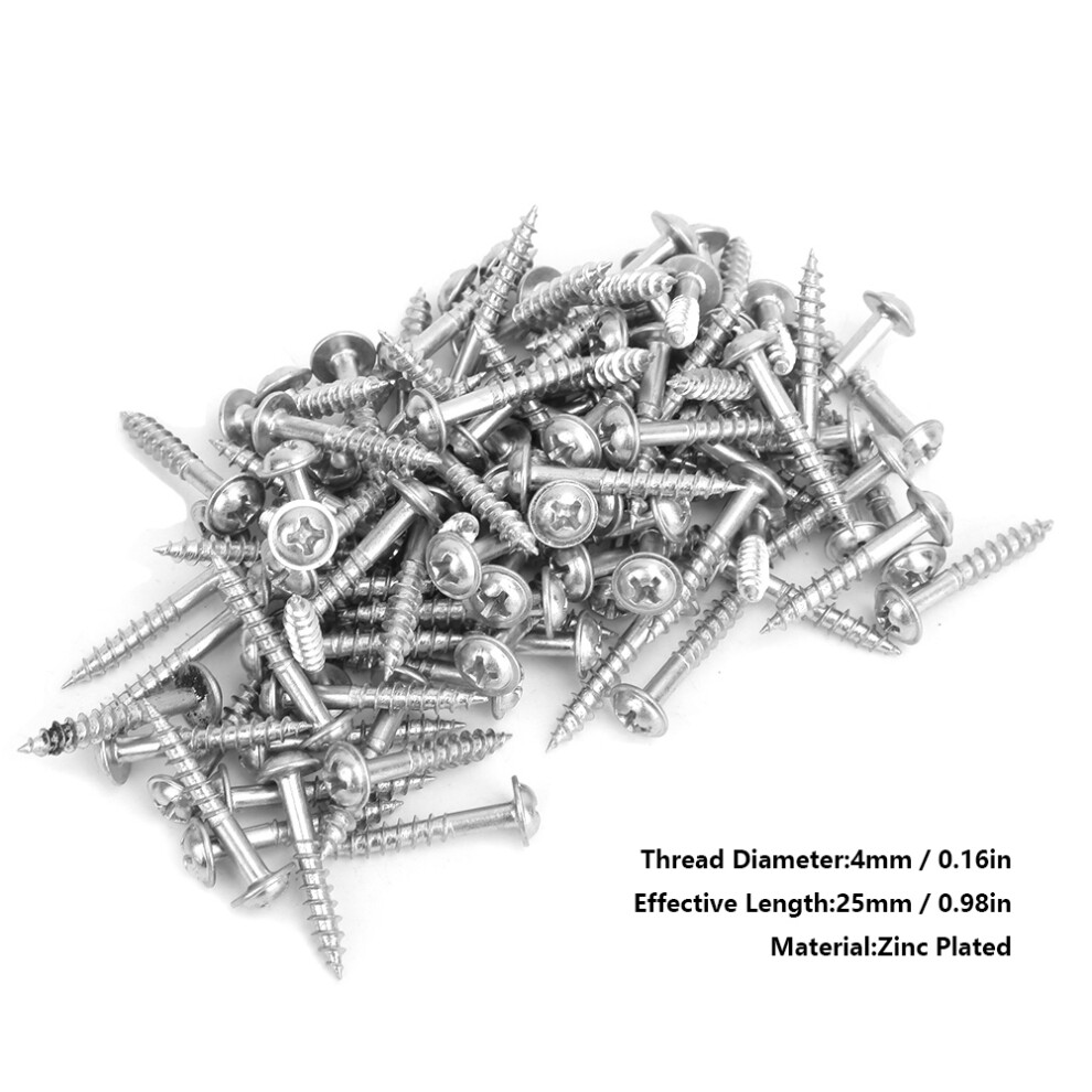 100Pcs Zinc Plated M4-25Mm Self Tapping Screws For Electronics & Machinery 4601389398472