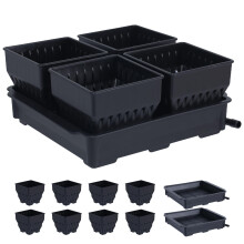 Seed Starter Pots with Tray, 8 Cell Reusable Nursery Pots for Seedlings with Drainage, Black