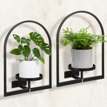 2 Pack Black Metal Wall Plant Holder, SpaceSaving WallMounted Plant Stand for Indoor Outdoor Decor
