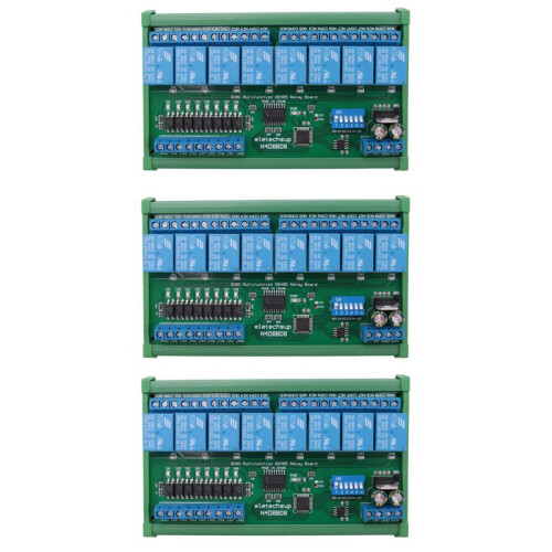 3X  24V 8 Ch RS485 Relay Board Modbus RTU UART Remote Control  DIN35 Rail Box per PLC Automation Control