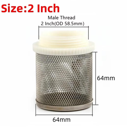 Stainless Steel Water Filter 2 Inch Inline Hose Filter Rustproof SS304 Mesh Quick Thread Installation 1