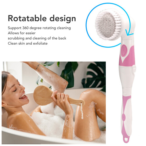 Electric Body Scrubber Brush with Long Handle, Rotatable, ABS Material 2