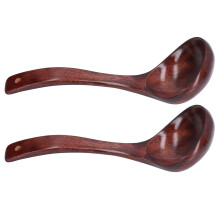 2 Stück Kampferholz-Löffel, 9 cm Breite, langer Griff