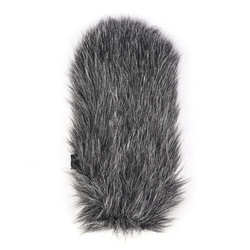 Außen-Fell-Windschutz 19 cm Grau 1x Mikrofon-Windschutz 2
