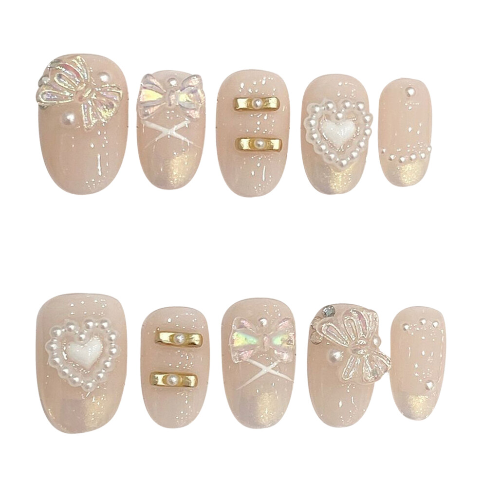 Bright-Home (Xs) All Match Fake Nails With Pearls Decor With Harmless And Smooth Edge Nails For Shopping Traveling Dating