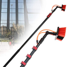 20Ft Aluminum Telescopic Water Fed Window Cleaning Pole with Extra Long Reach and Rotating Brush