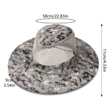 (Small camouflage gray) Men\'s Camo Fishing Hat, Breathable Mesh Wide Brim