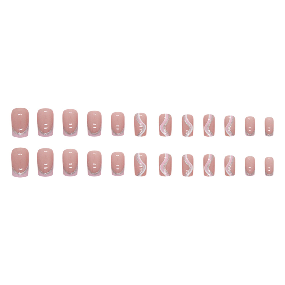 Reach-Tools Pink 24Pcs Swirl Fake Nails For Diy Decoration