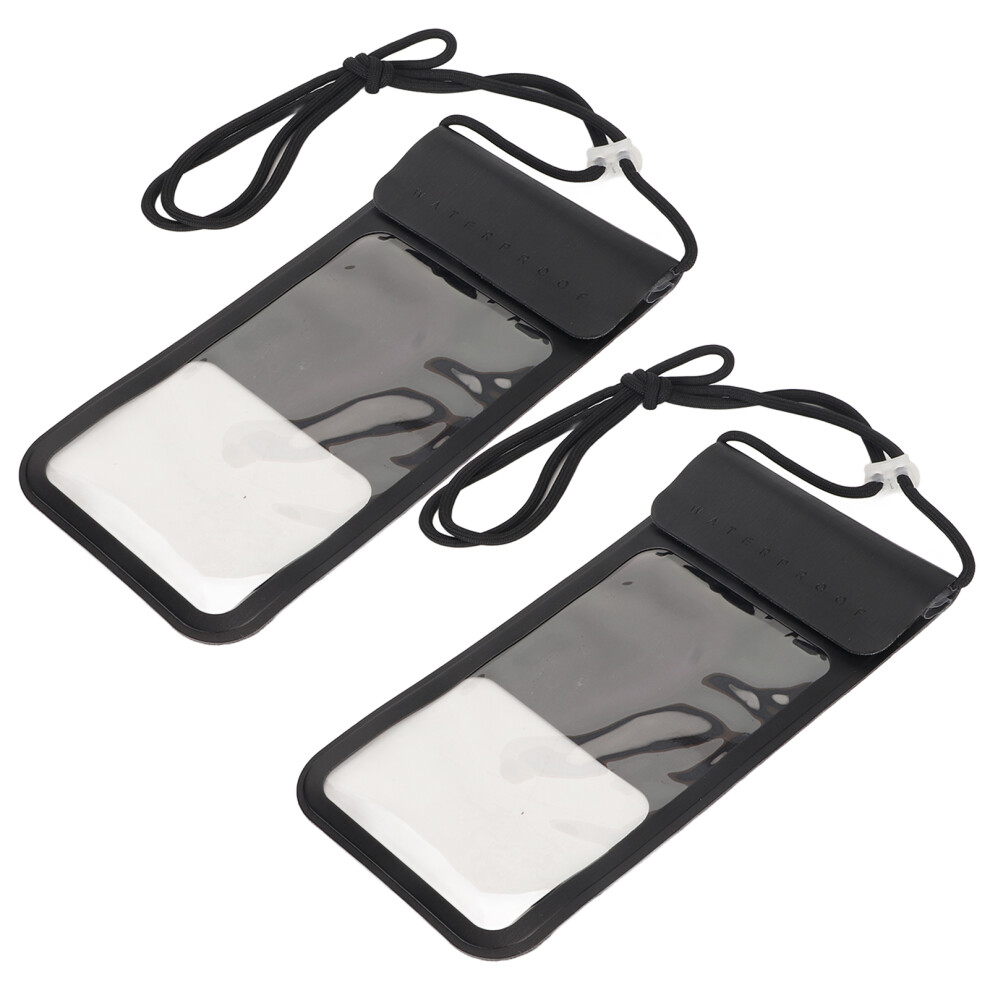 2Pcs Waterproof Phone Pouch Tpu Pu Touch Screen Dive & Swim Case For Phones Up To 6.4 Inches Black 3621389402987