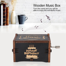 Schwarze Musikbox mit Handkurbel Typ C, 6,4 5,2 4,2 cm