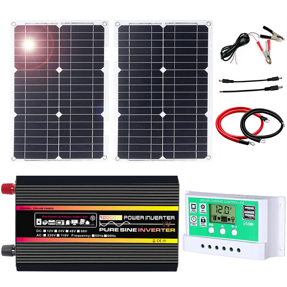 10000W Off Grid Solar Power Kit For Rv And Boat, Pure Sine Wave Inverter With 50A Pwm Controller 9092120044973