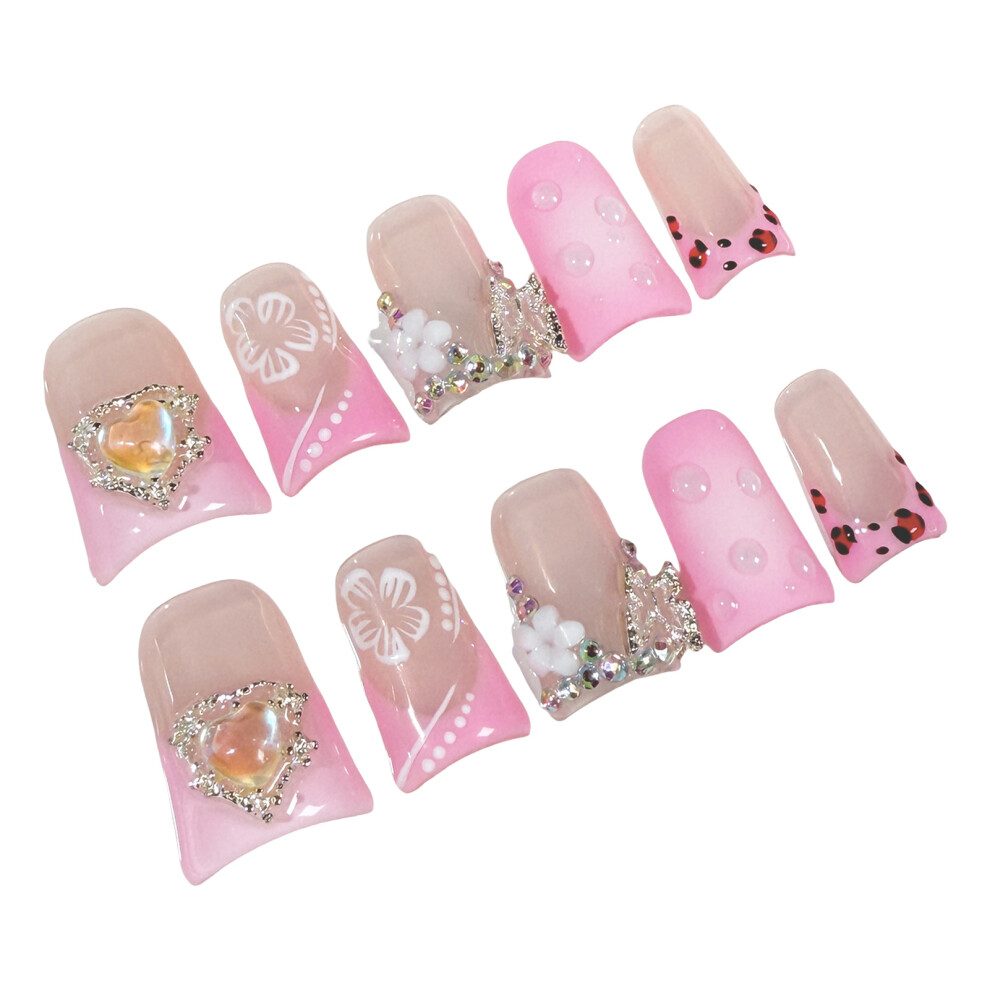 Roc-Electron (L) Pink Leopard Press On Nails - Reusable & Long Lasting