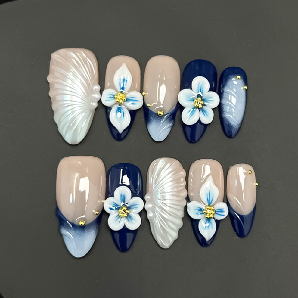 Reach-Tools Blue (Xs) Ocean Almond Press On Nails - 10Pcs