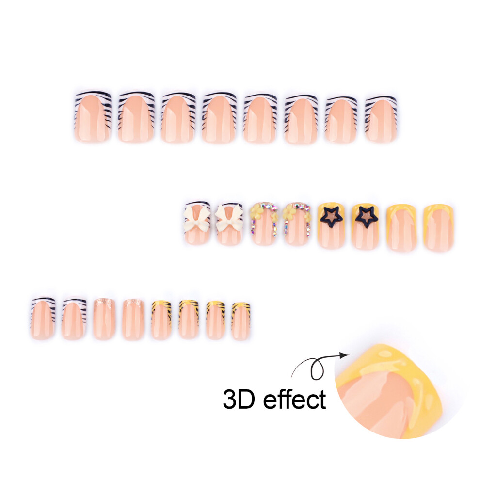 Reach-Tools 24Pcs Star Bowknot Rhinestone False Nails