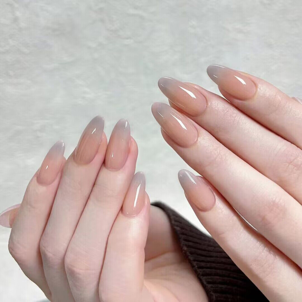 Reach-Tools (Jelly Glue Model) Gradient Nude Almond False Nails For Daily & Party