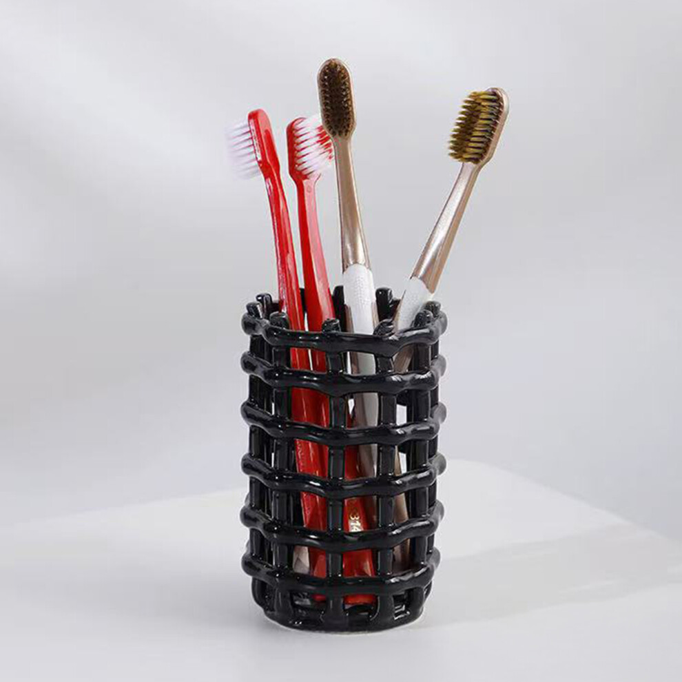 Reach-Tools Black (Toothpaste Tube ) Ceramic Toothbrush Holder For Electric & Manual Brushes