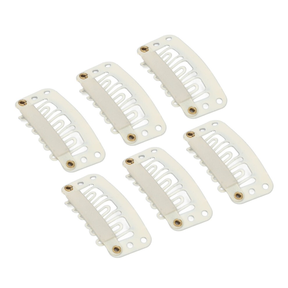 Unisex Cream Diy Hair Extensions Clips 100Pcs U Shape 6 Teeth Beige Hairpiece Comb Clips