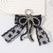 (Black) French Lace Bowknot Keychain - Holiday Birthday Gift