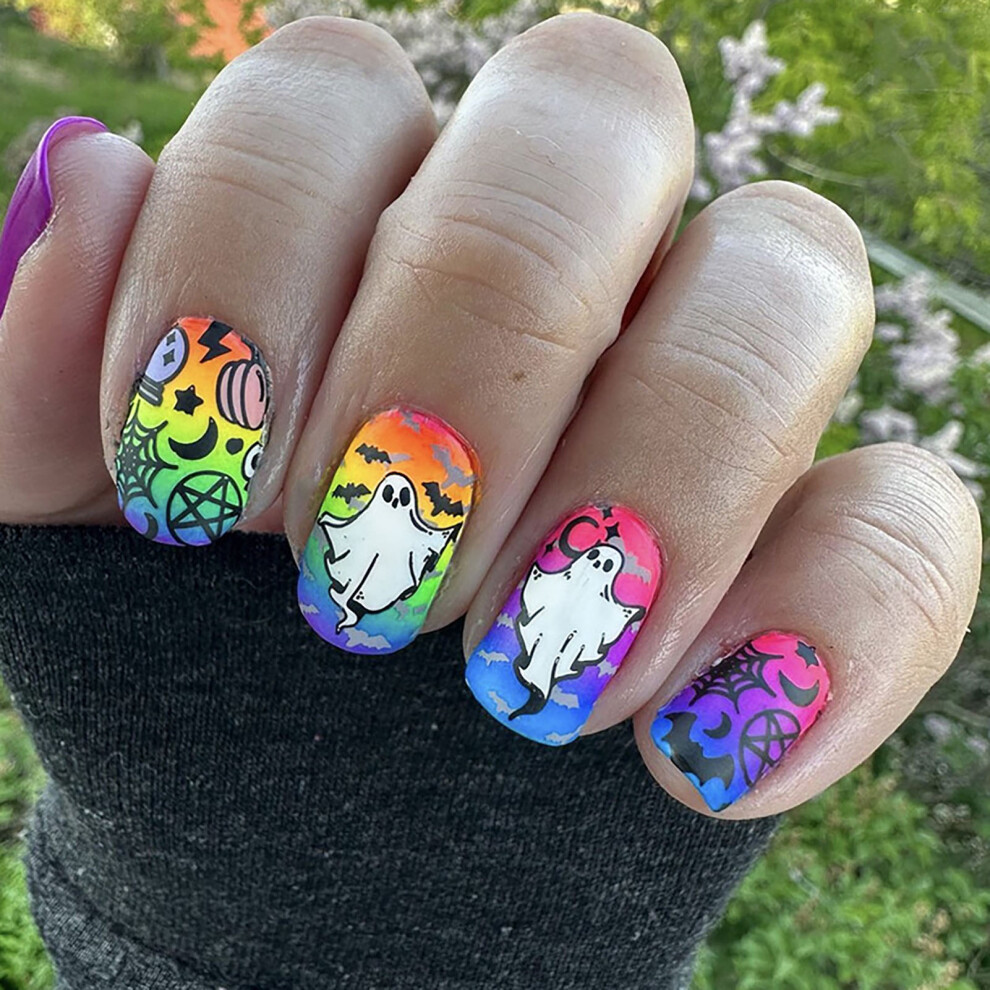 Roc-Electron (Shein Style) Halloween Ghost Nails For Girls & Women