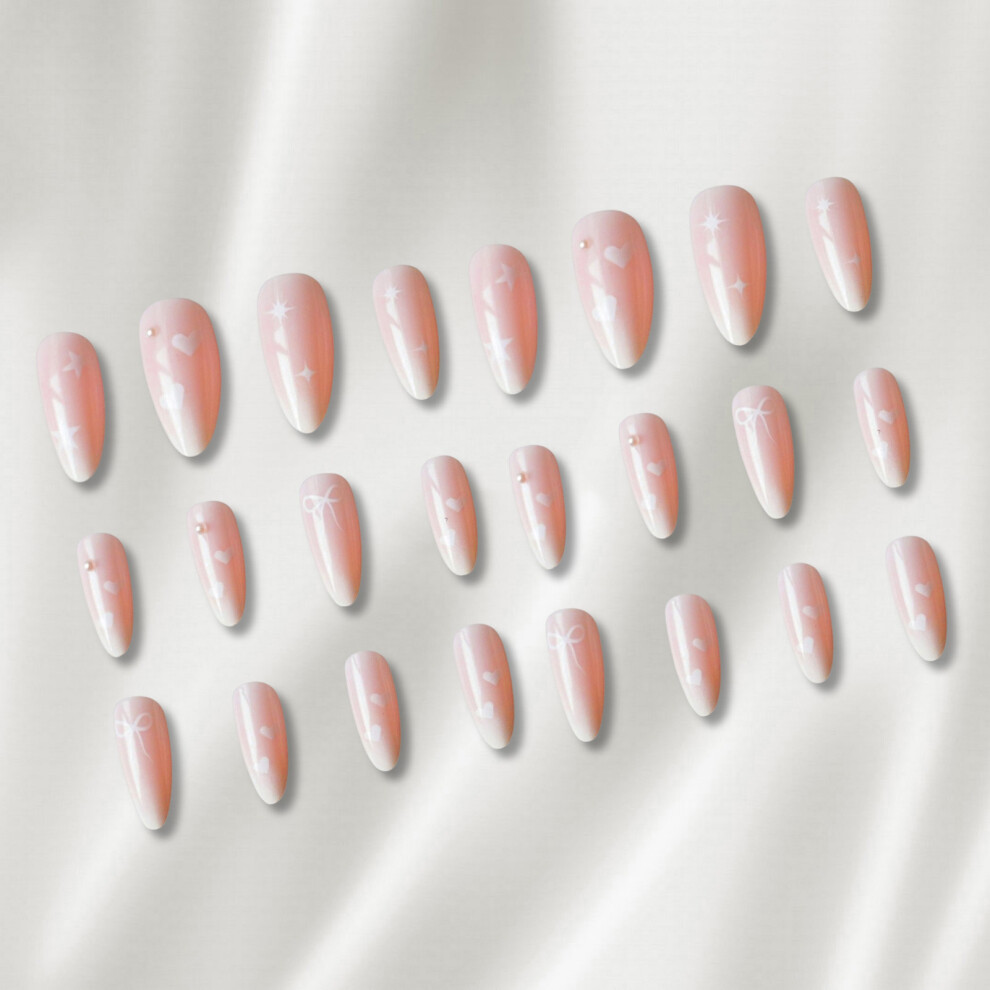 Dcph-Clothing Gradient Pink White Odorless Artificial Nails