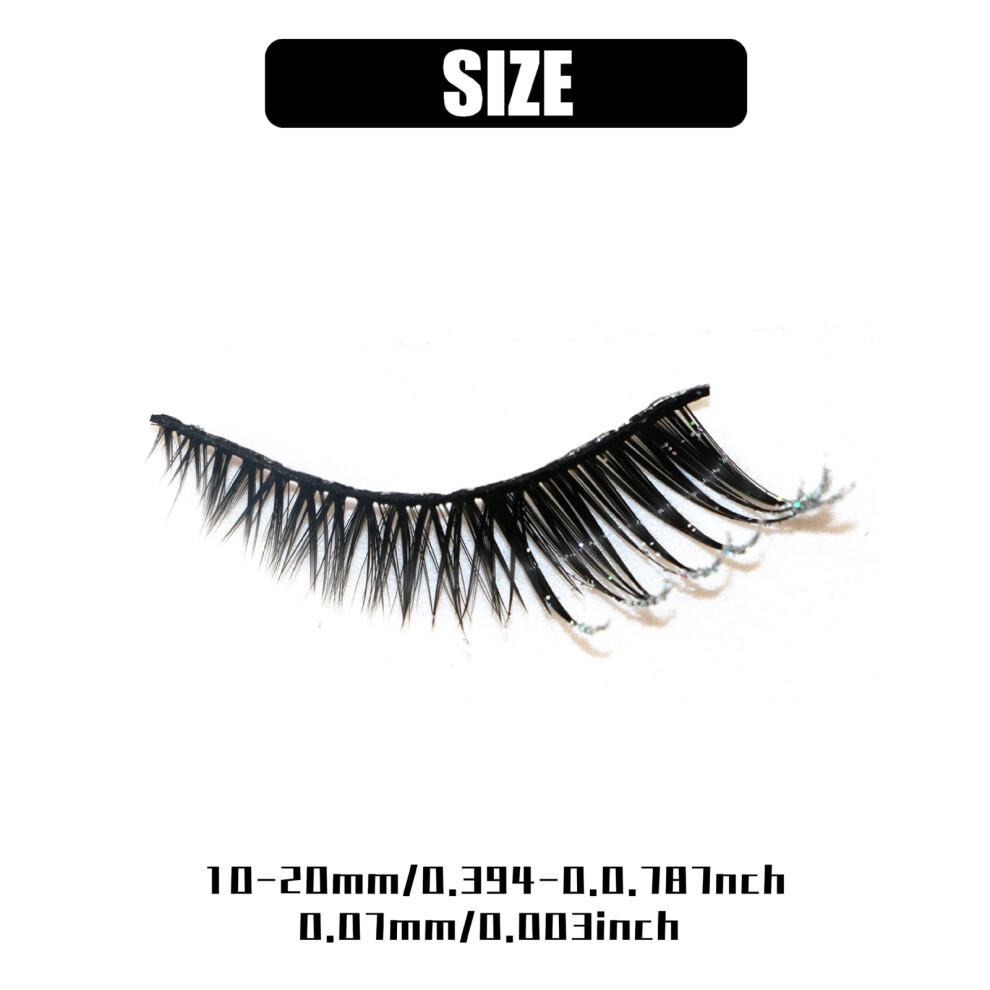 Hue-Grain 5 Pairs Sparkling Fox-Eye Lashes D Curl For Party