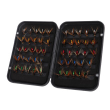 50pcs Fly Fishing Bait Kit with High Carbon Steel Hooks & Storage Box