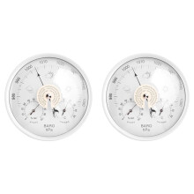 2X Digital Indoor Hygrometer Portable 3 In 1 Wall Hanging Weather Thermometer Barometer Hygrometer 132MM(White,One Size)