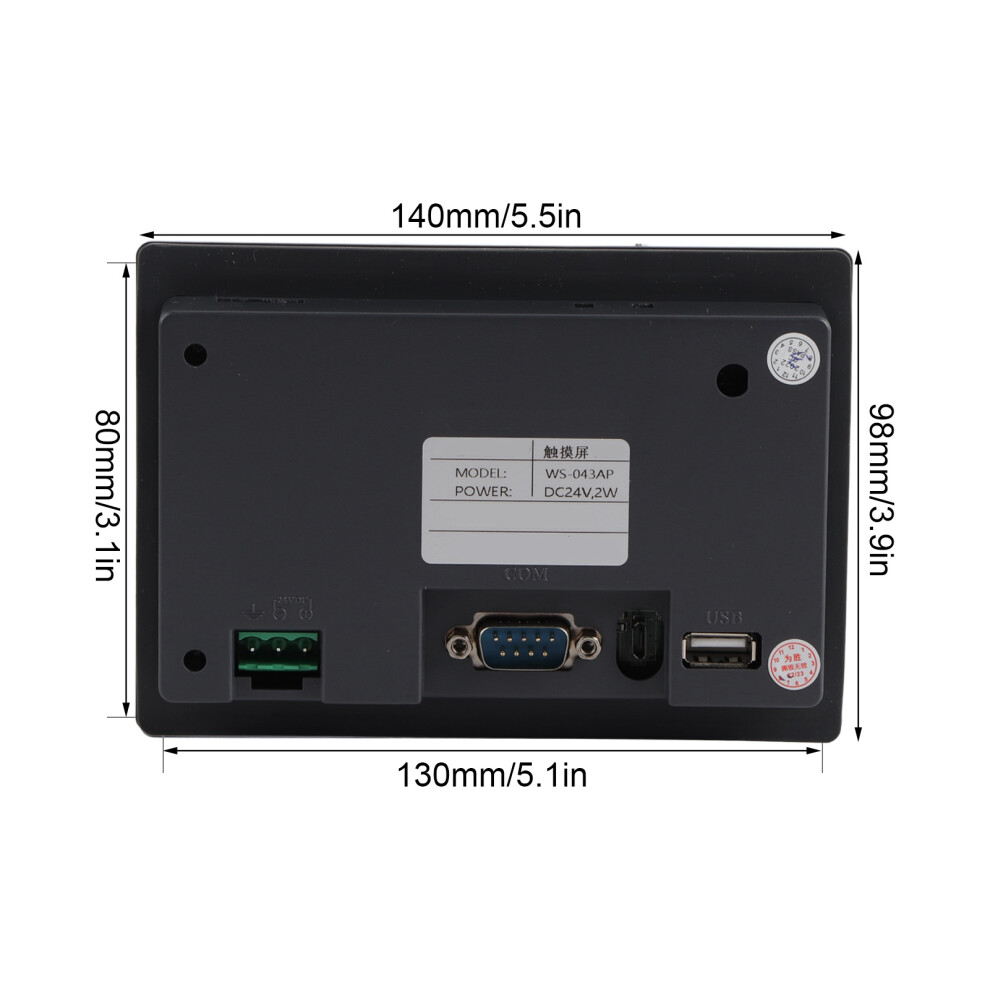 Compact Industrial HMI 4.3in Touch Display