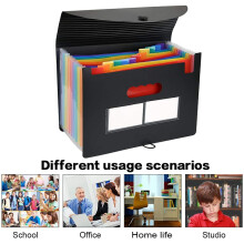 Expanding File Folder 12 Pockets File Organizer Filing Box,A4 Accordion Bill/Document/Receipt Folders with Colored Tabs