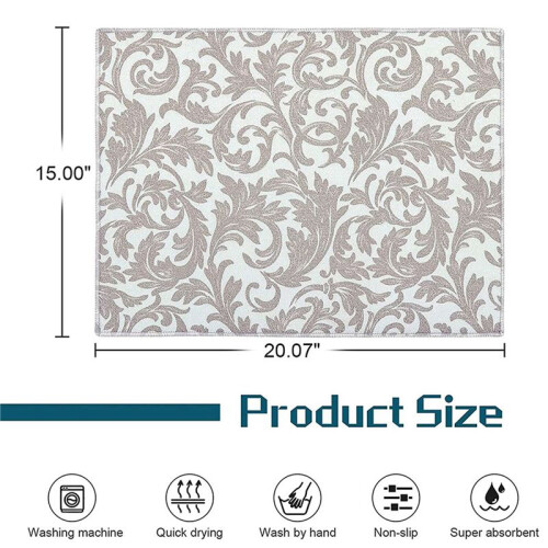20 Pack Dish Drying Mat Absorbent Drying Mat Machine Washable Dish Drying Mats for Kitchen Counter Large (Grey Vine) 2