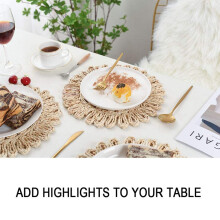 Ronde Geweven Placemat voor Eettafel, Natuurlijke Gevlochten Rotan Placemat Holle Rieten Platen voor Vakantie Keukentafelmat