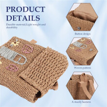 Double-Shoulder Straw Woven Bag Children's Backpack Straw Woven Bag Student School Bag with Hand-Carrying Woven Backpack
