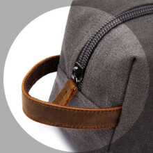 Herren Make- Tasche Neu MäNner Reisen Kultur Beutel Segeltuch Leder Make- Organizer Rasier Beutel Kosmetik Tasche Schwarz