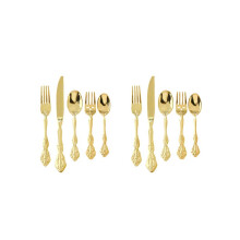 1:6 Dollhouse  Tableware Model Accessories 10 Piece Restaurant Cutlery/Knife and Fork for Doll House Decors Gold