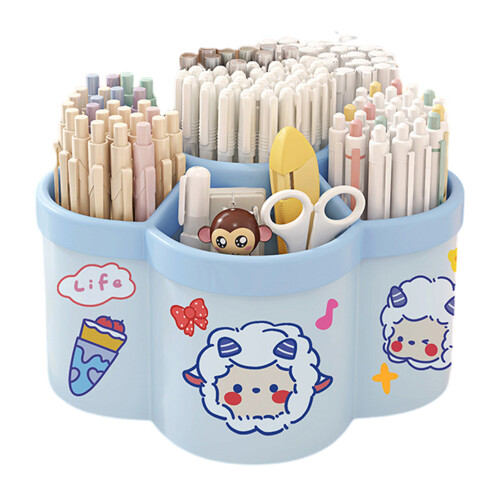 (Sky Blue) Rotating Pen Holder for School & Office