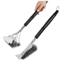 Grill Cleaner Brush Set with Scraper Edge for Fast Grease Removal, Wire Bristle BBQ Grill Brush 2pcs