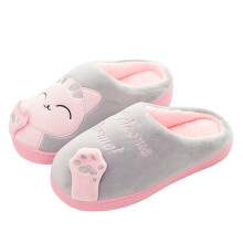(White And Gray, 40 41) Warm Fleece Plush Slippers for Adults