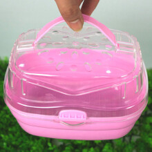 Portable Pink Hamster Carry Case Cage 20x16x15cm Lightweight Small Animal Transport