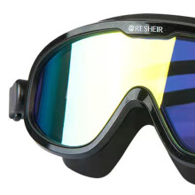 Leakproof Antifog Large Frame Swim Goggles for Men Women Black Electroplate