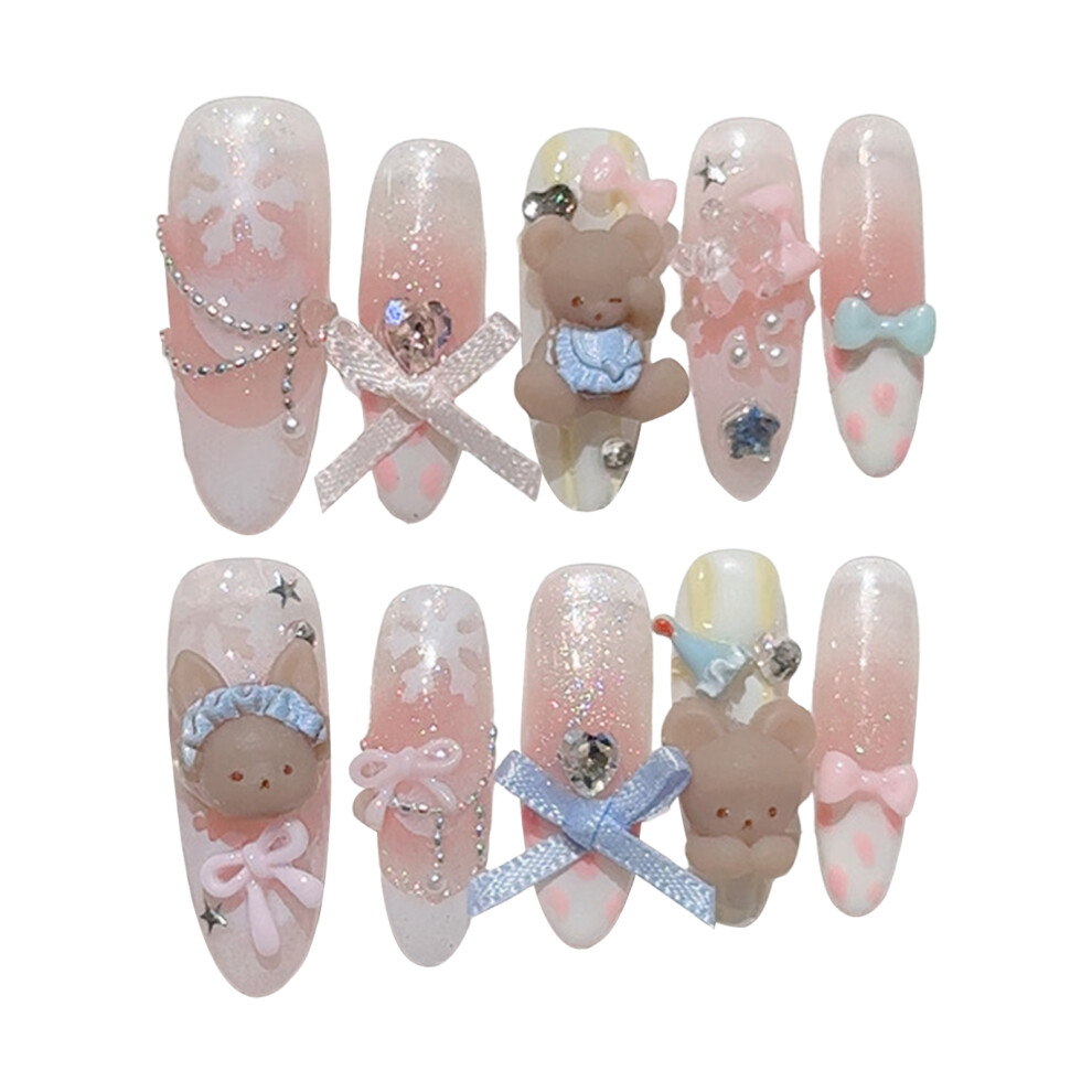 Dachuang Beauty (M) Cartoon Bear False Nails - Natural & Durable