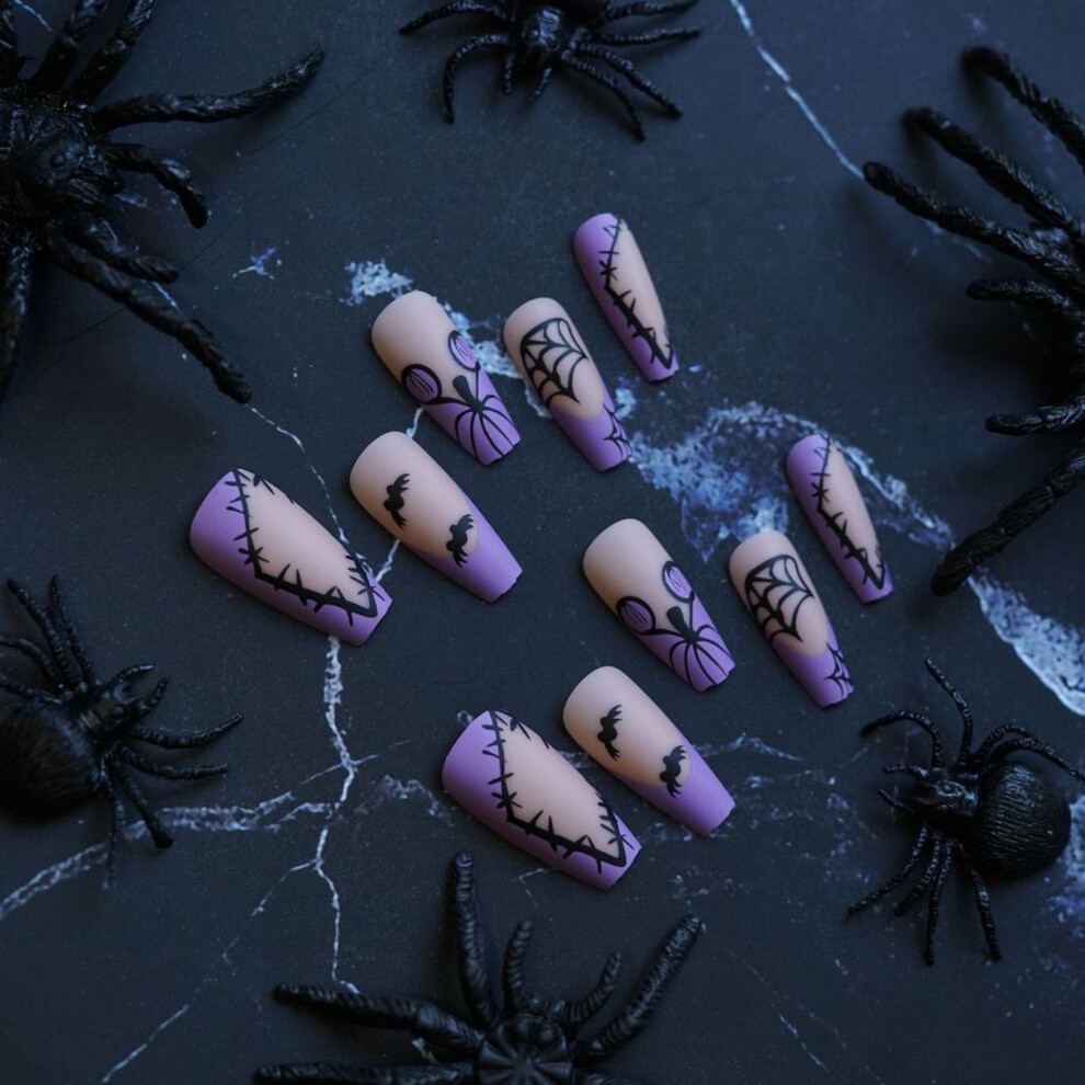 Dachuang Beauty 24Pcs Halloween Spider-Web Press On Nails