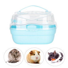 Portable Hamster Carrier Cage - Small Plastic Travel Case 20x16x15cm Blue