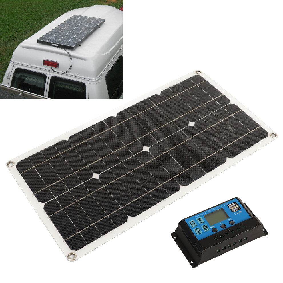 25W Waterproof Solar Panel 12V/24V With Dual Usb & Overcharge Protection 6921389415671